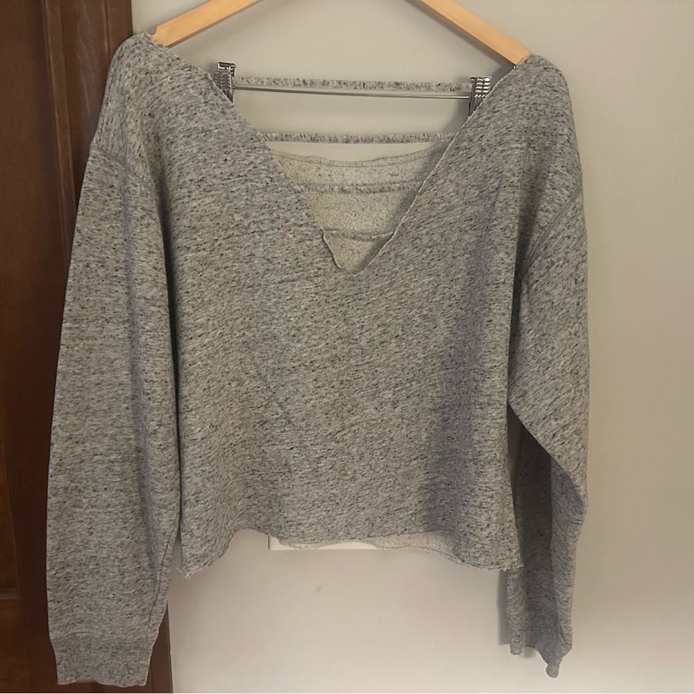 PINK Victoria's Secret Gray Off-the-Shoulder Sweatshirt - Picture 2 of 2